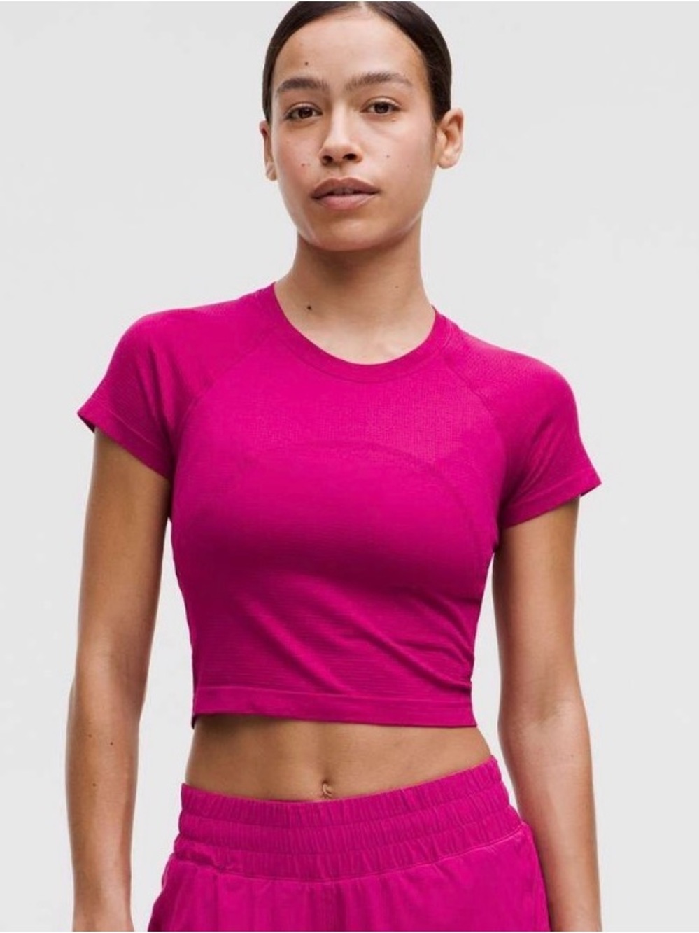 Lululemon Swifty Tech Cropped Short Sleeve 2.0 Shirt In Ripened Raspberry Size 4
